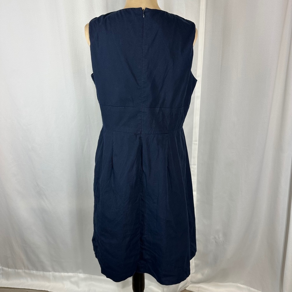 Talbots Petites Womens 10P Navy Cotton Stretch Button Waist Dress - Picture 3 of 15